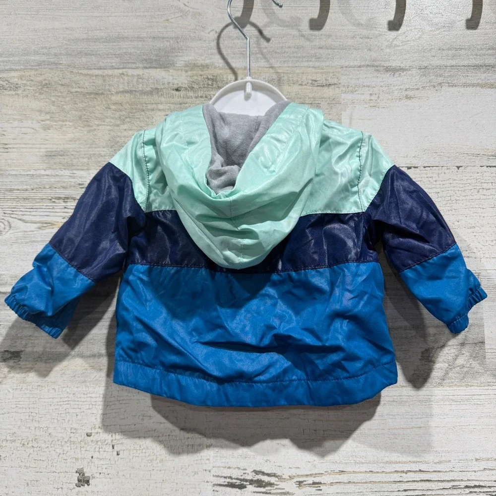 Cat & Jack Windbreaker Jacket Boys 0-3M Blue Colorblock Sporty EUC